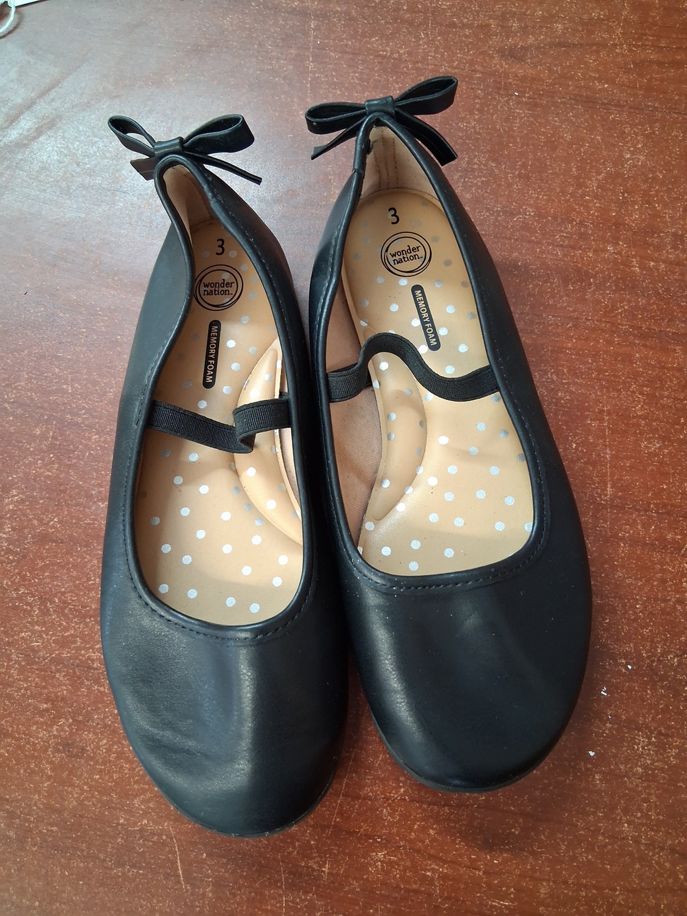 wonder nation Black Bow-Accent Mary Jane Flats
